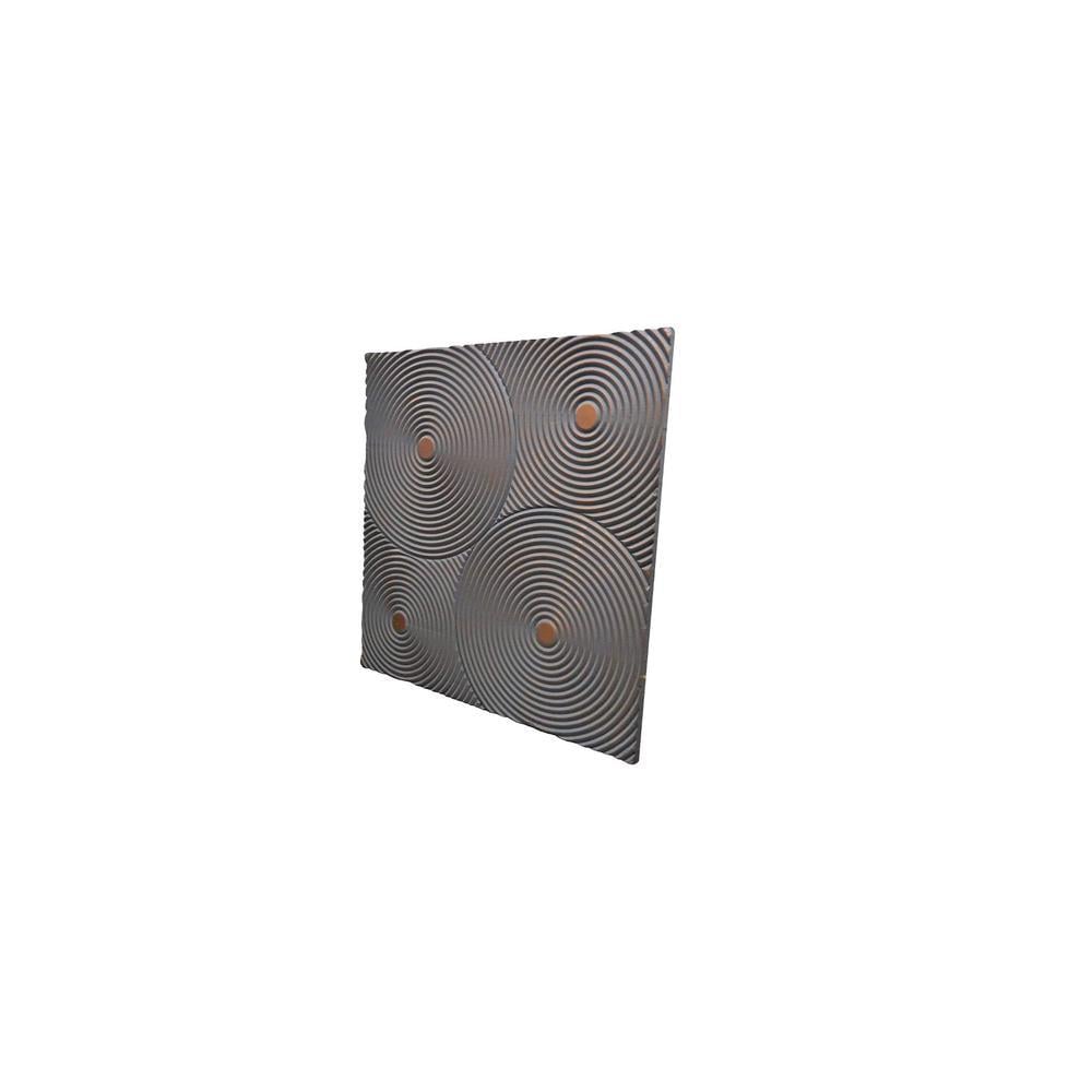 Wooden 3D Handmade Grey Colour Square Wall Art with Ring Pattern