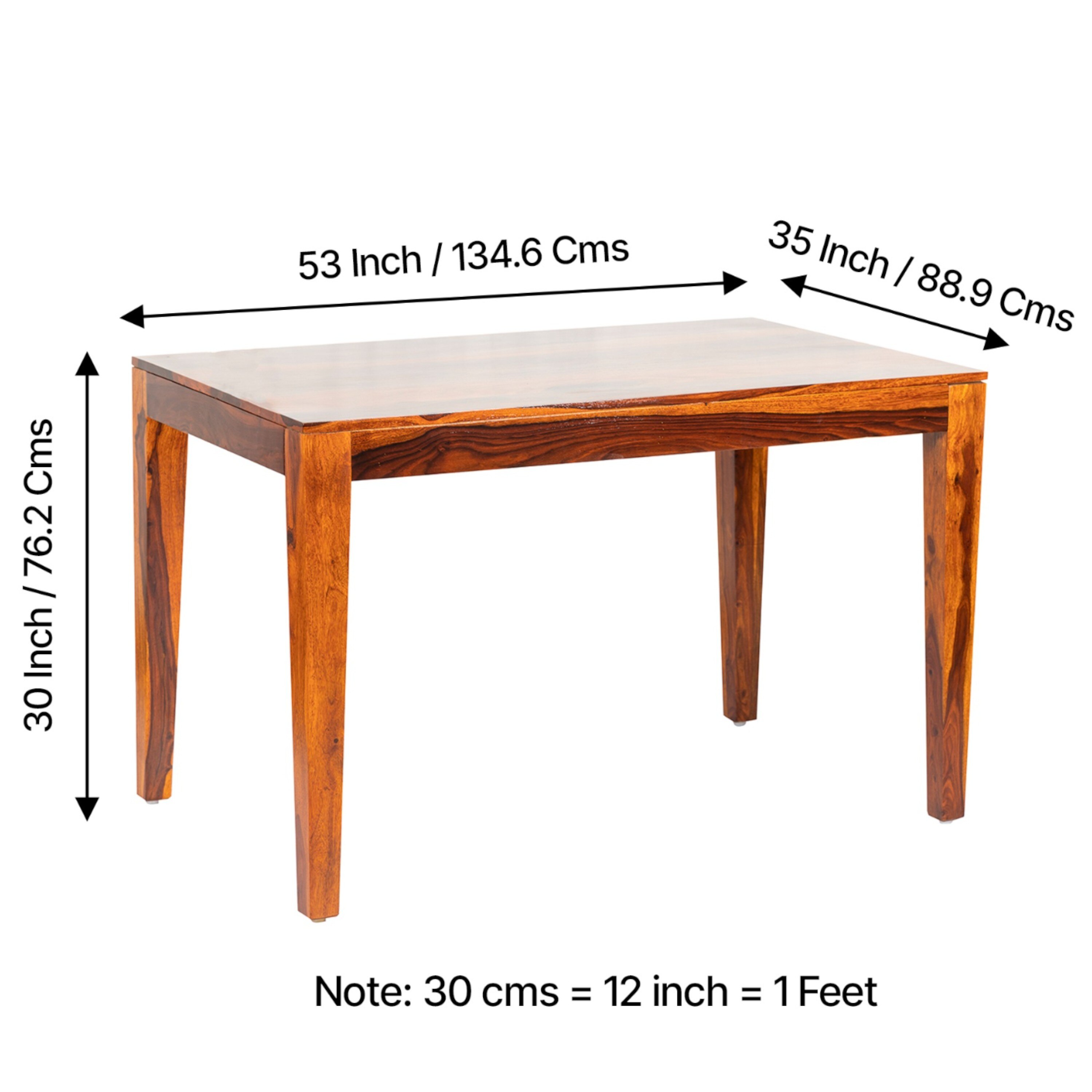 Oakmont Sheesham Wood 4 Seater Dining Table In Pine Finish