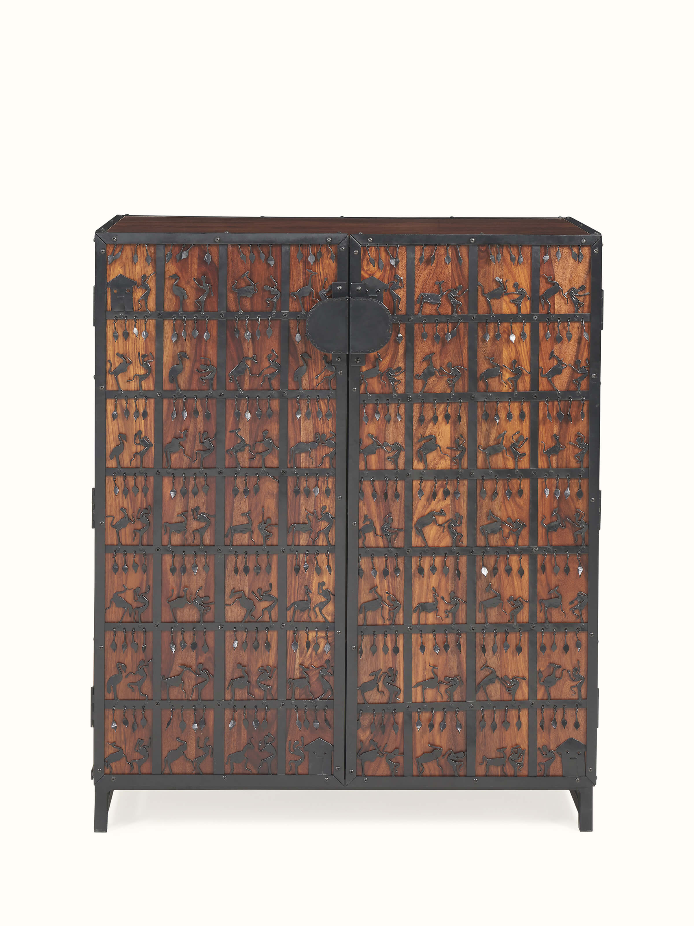 Sheesham Wood & Wrought Iron Bar Cabinet