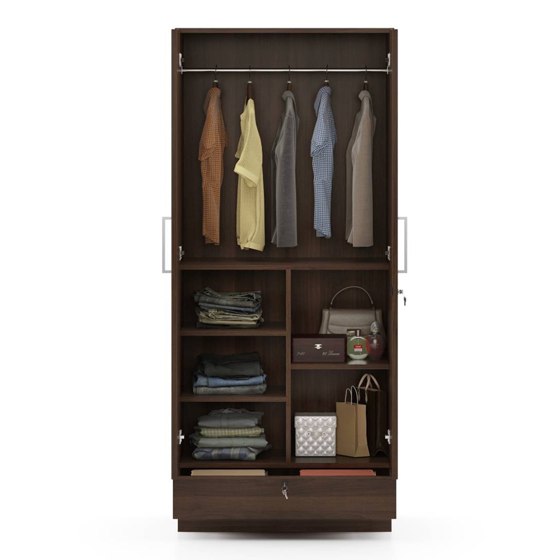 Bocado 2 Door Wardrobe in Columbian Walnut Finish