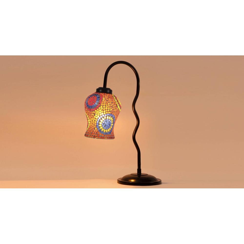 Multicolor Mosaic Glass Zig Zag Curvy Table lamp with Iron Base (EN08)