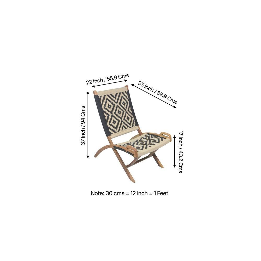 Natwest Sheesham Wood Relaxing Maachi Chair in Black & White Canning