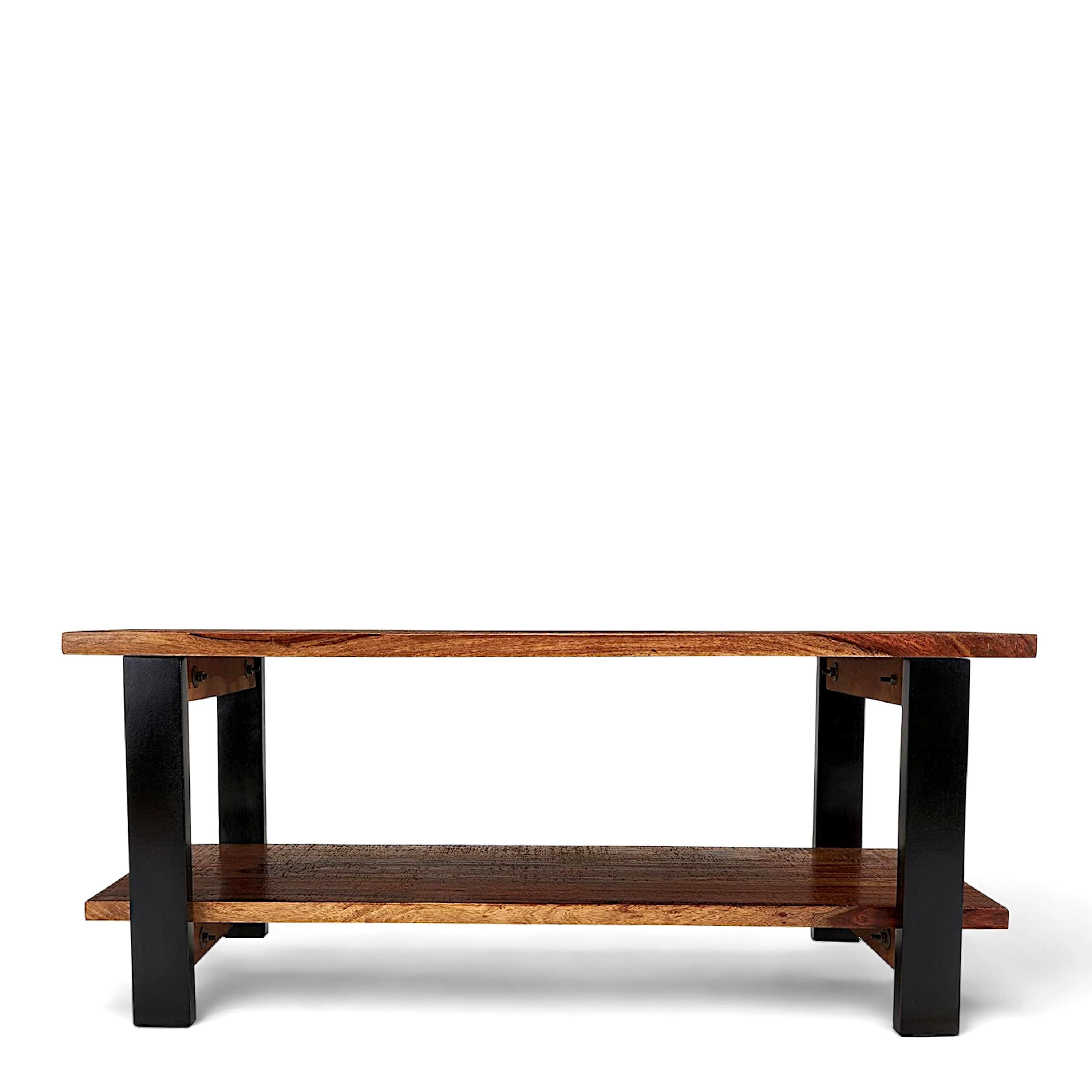 Aroda Sheesham Wood Contemporary Rectangle Coffee Table In Natural Teak Finish