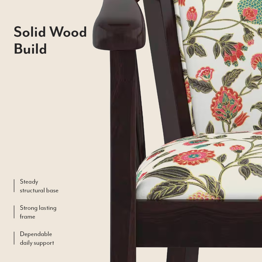 Bella Lounge Chair Finish Mahogany Beige Flora Colour