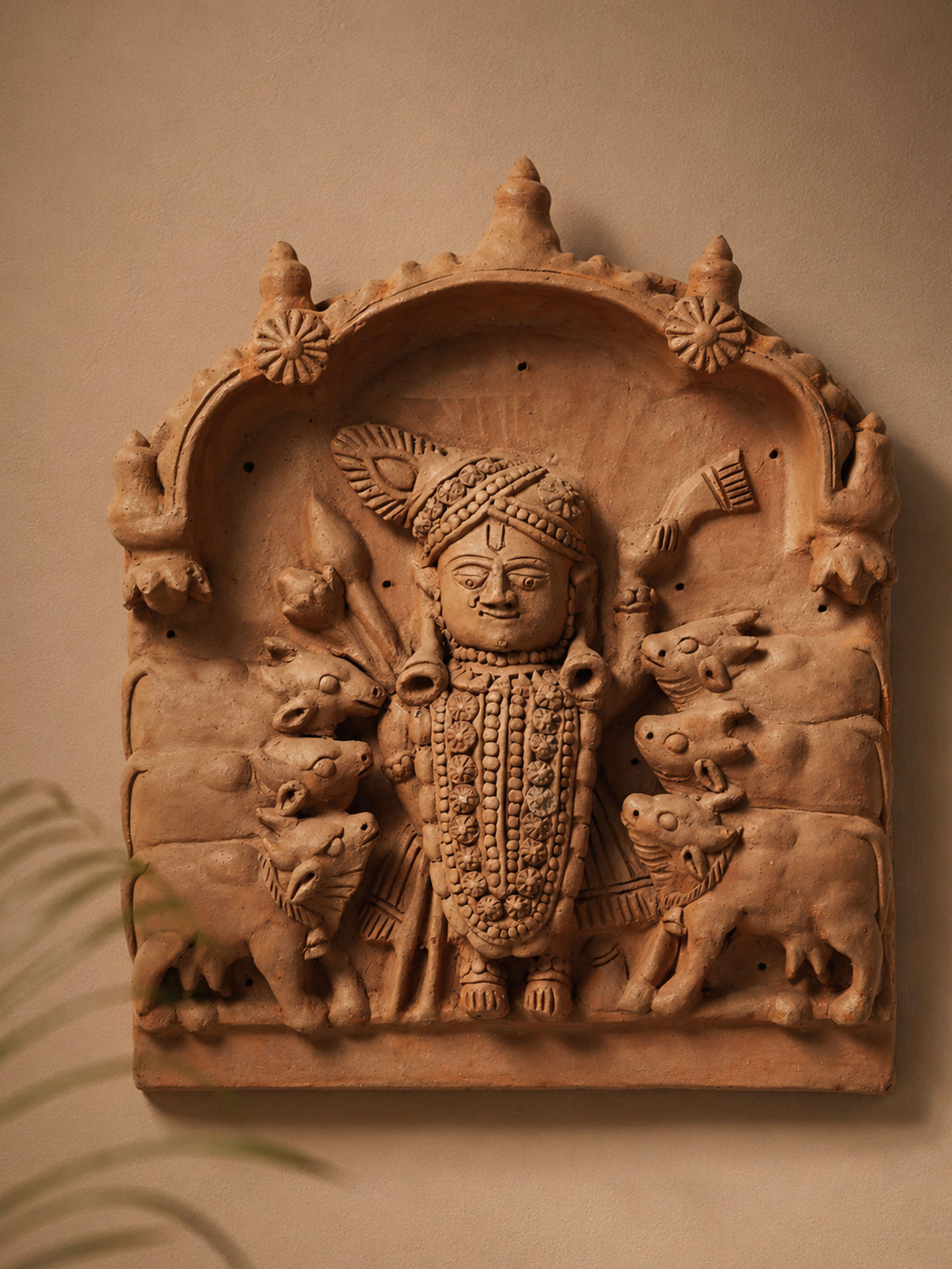 Terracotta Clay Shreenath Ji with Cows Idol