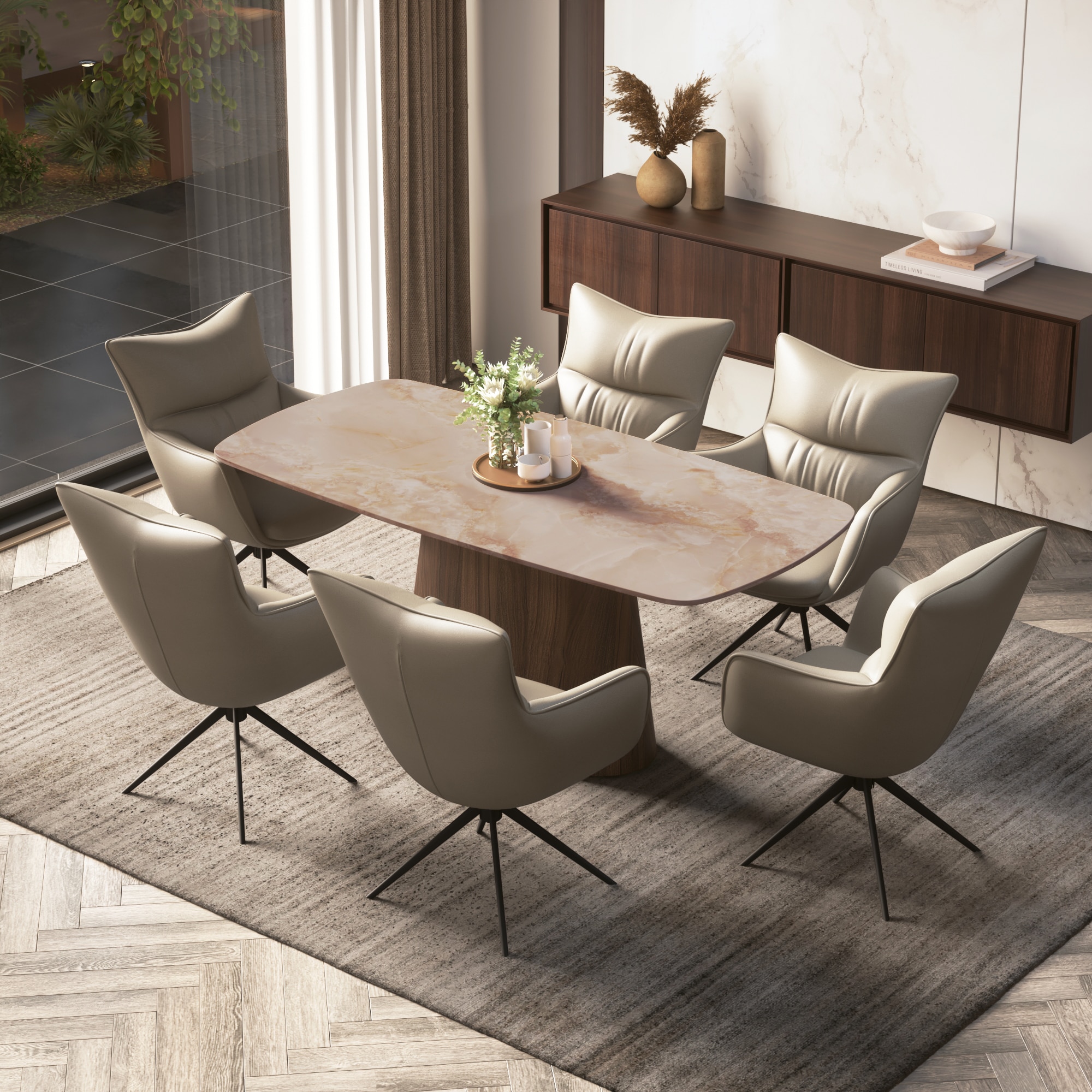 Nola 6 Seater Dining Table With Set of 3  Beck Dining Chair