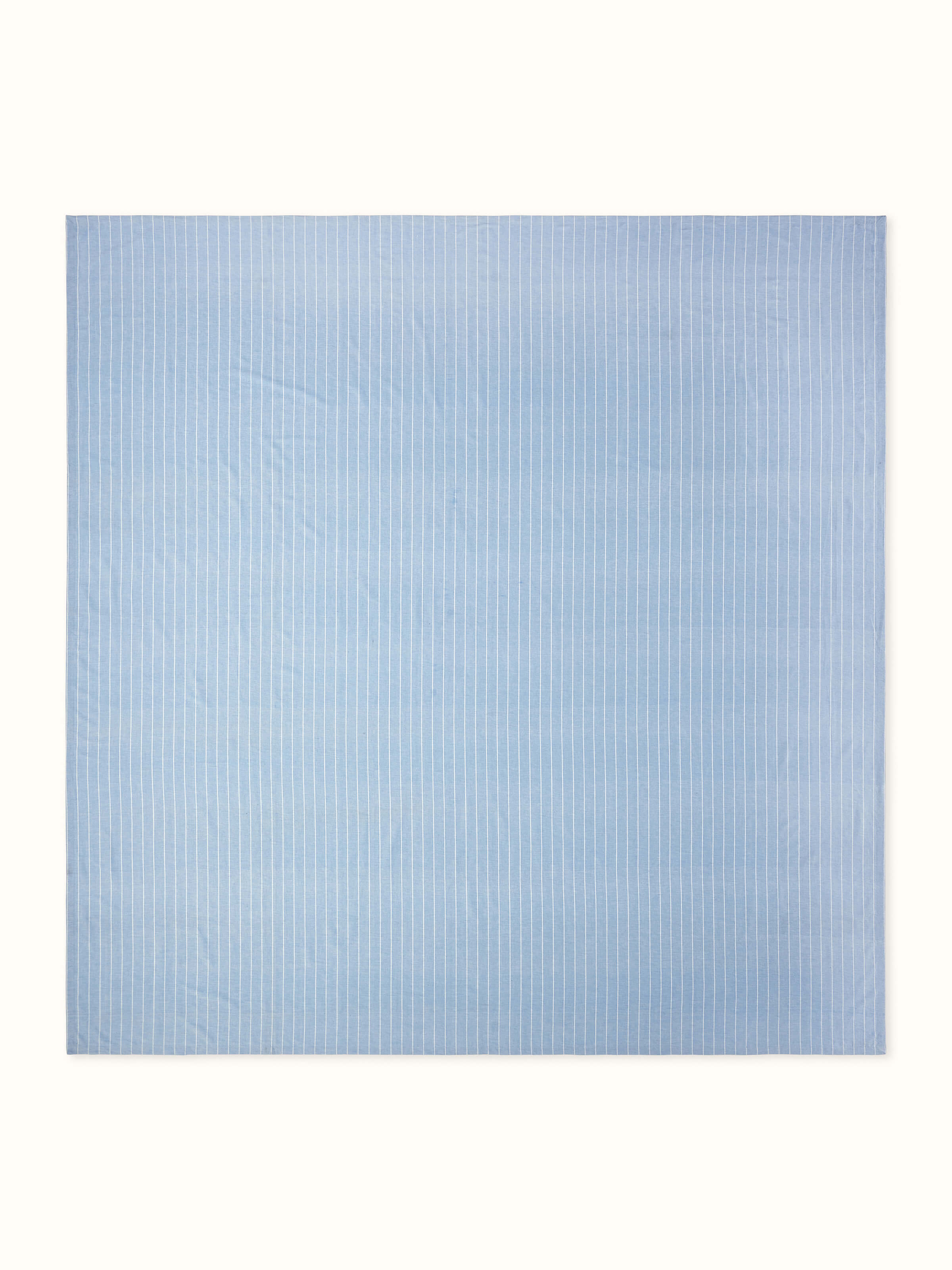 Keshod Handloom Cotton Sage Chambray Stripe King-size Bedsheet Set