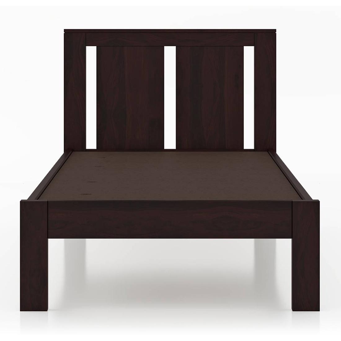 Durban Solid Wood Single Size Non Storage Bed In Mahogany Finish