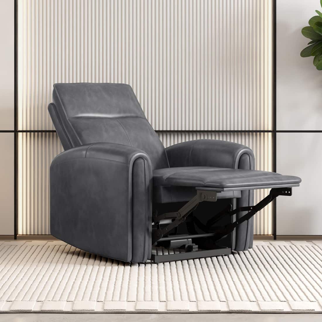 Venezia One Seater Motorized Leather Recliner in Smoke Grey Colour - Durian