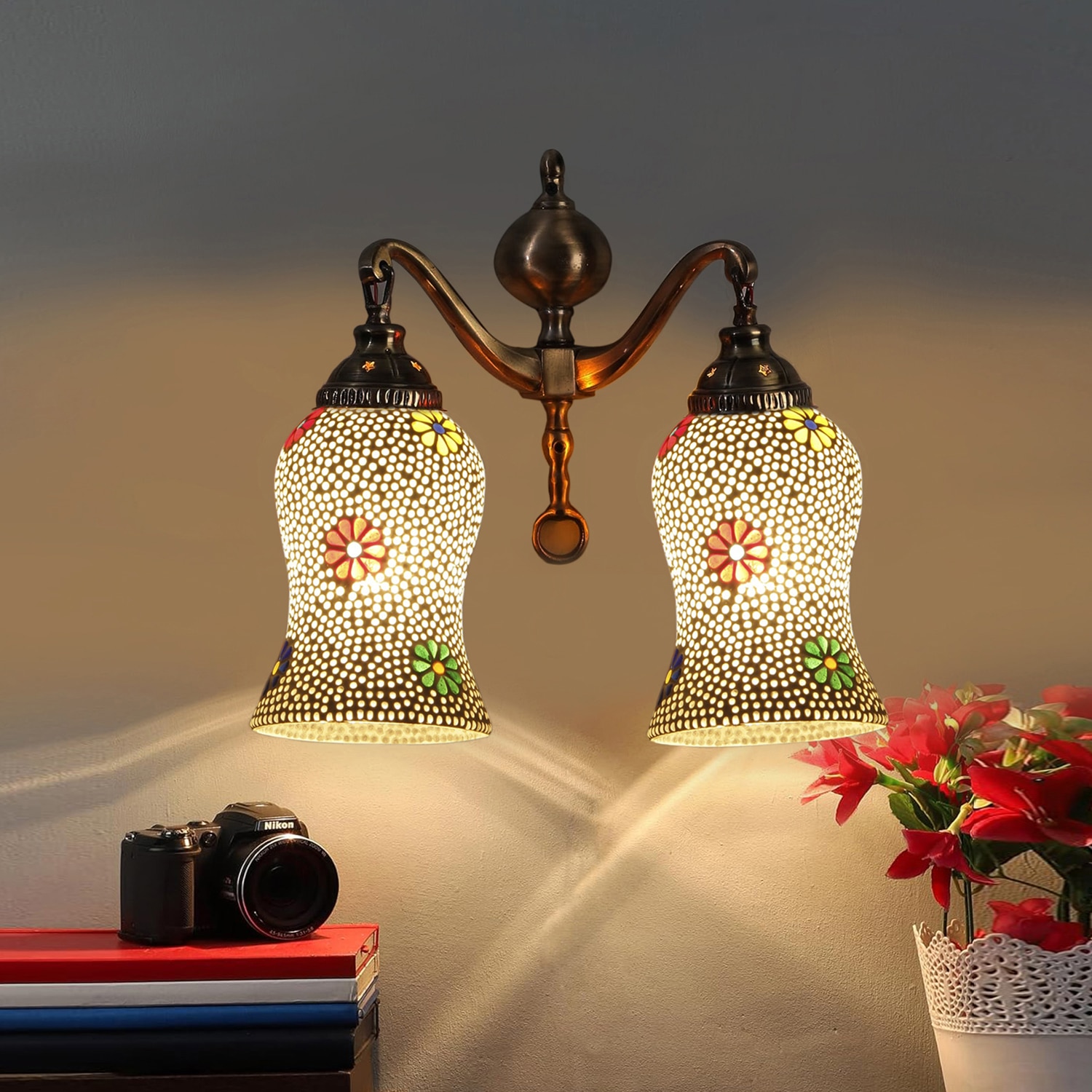 Devansh Metal Electric Wall Light in Multi Colour with Multi Shade Count of 2 Lights - Devansh