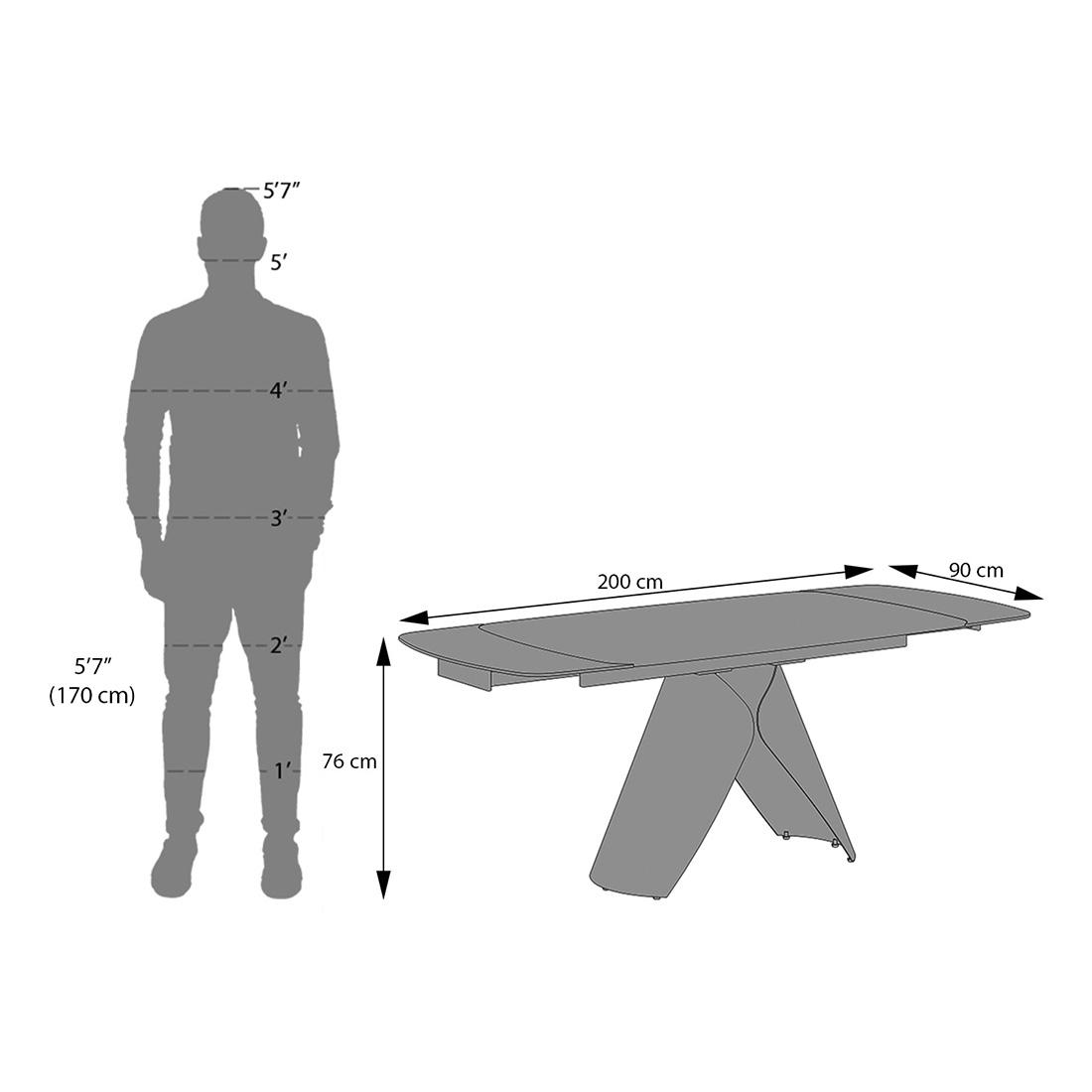 Aeris Ceramic 6 to 8 Seater Extendable Dining Table in Black Jade With Beck Dining Chair in Olive Leatherrete Fabric