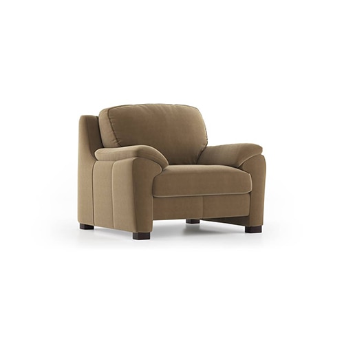 Farina Luxe 1 Seater Fabric Sofa in Fawn Velvet Colour - Urban Ladder