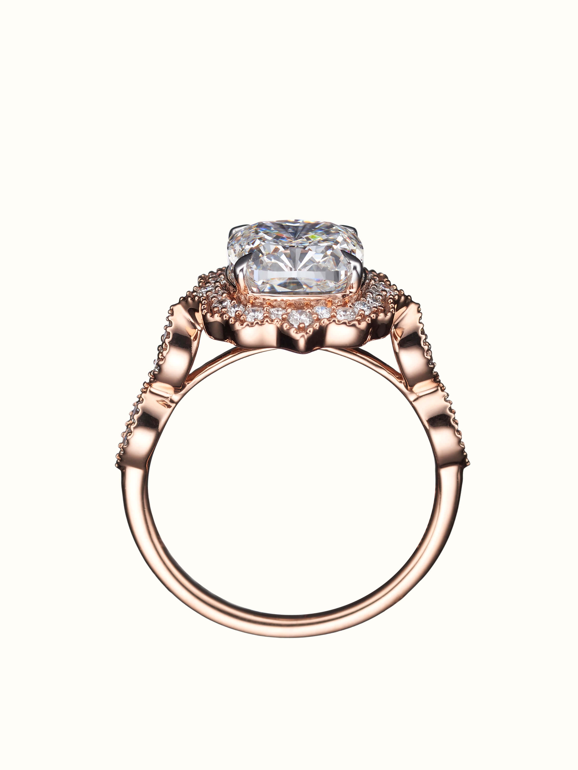 back view of open setting 14 karat gold ring