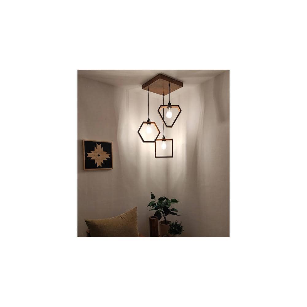Clark Brown Solid Wood Cluster Hanging Light