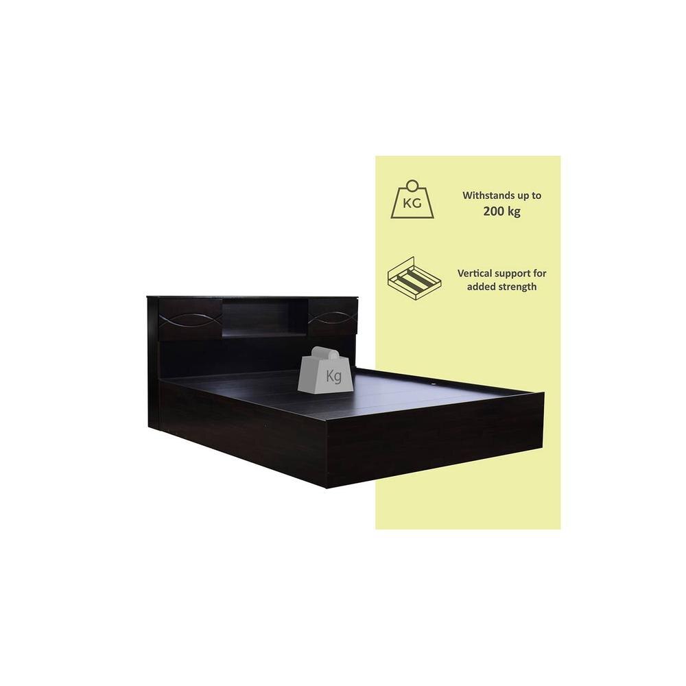 Euthenia Solid Wood Queen Size Drawer Storage Bed In Melamine Finish