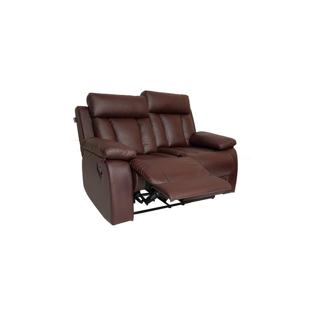 Magna Leatherette Two Seater Manual Recliner in Brown Colour