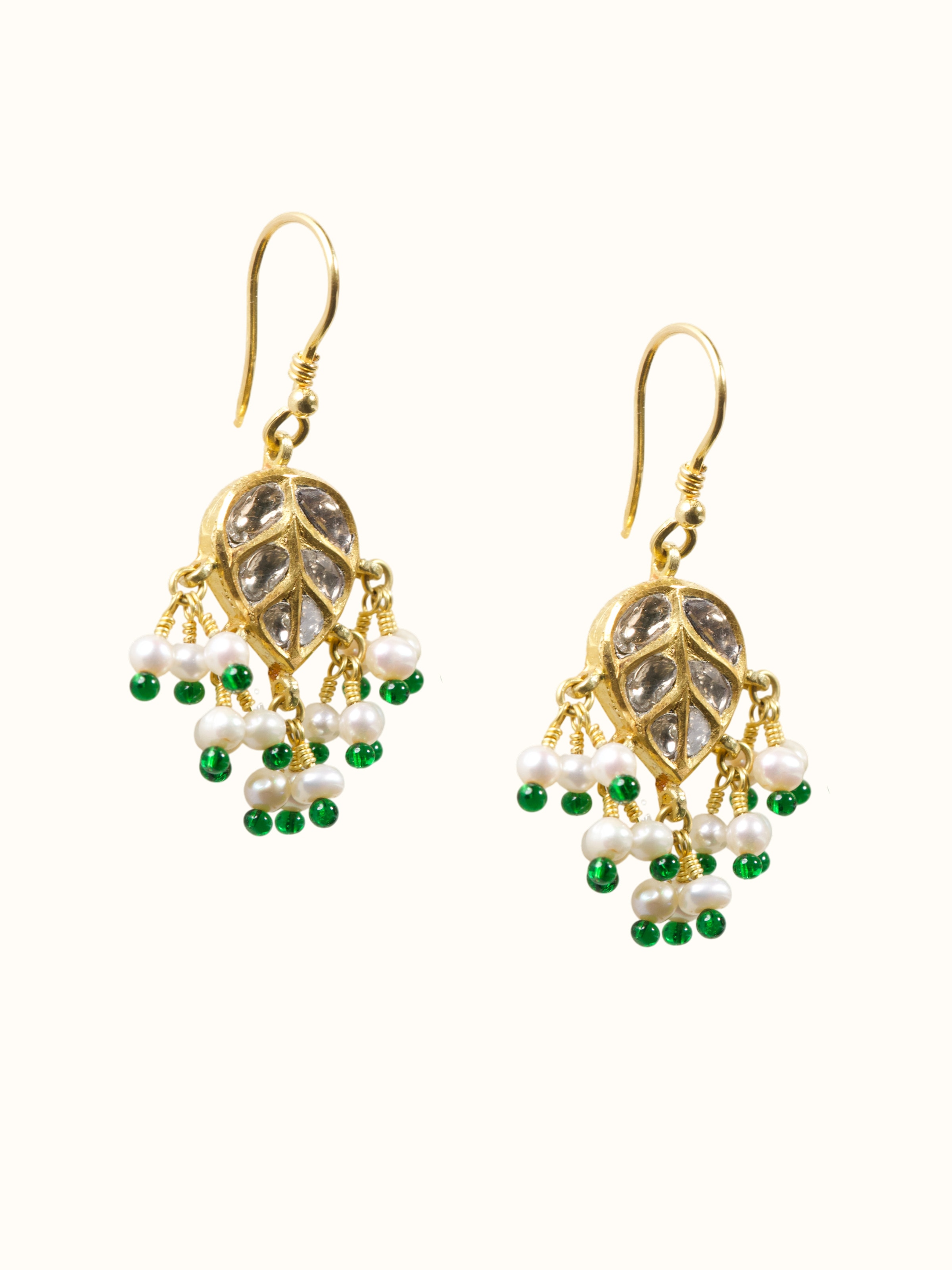 Jadau 18 Karat Gold Drop Earrings