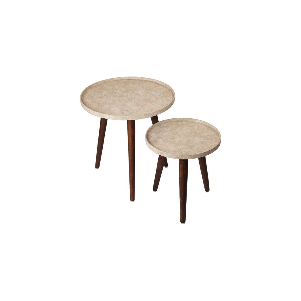Ethereal Gold Round Nesting Tables with Wooden Legs, Side Tables, Wooden Tables, Living Room Decor by A Tiny Mistake