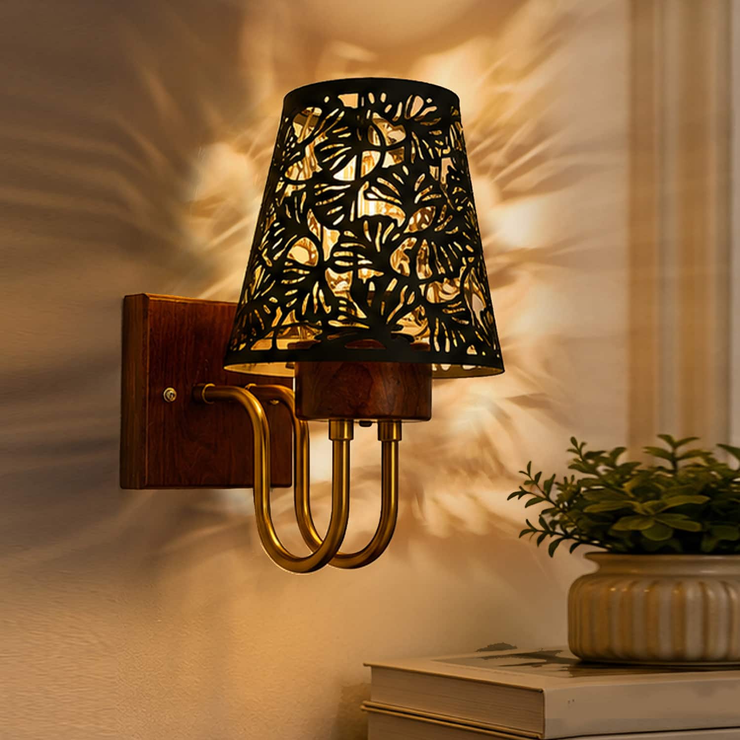 Devansh Metal Electric Wall Light in Black Colour with Blue Shade Count of 1 Light
