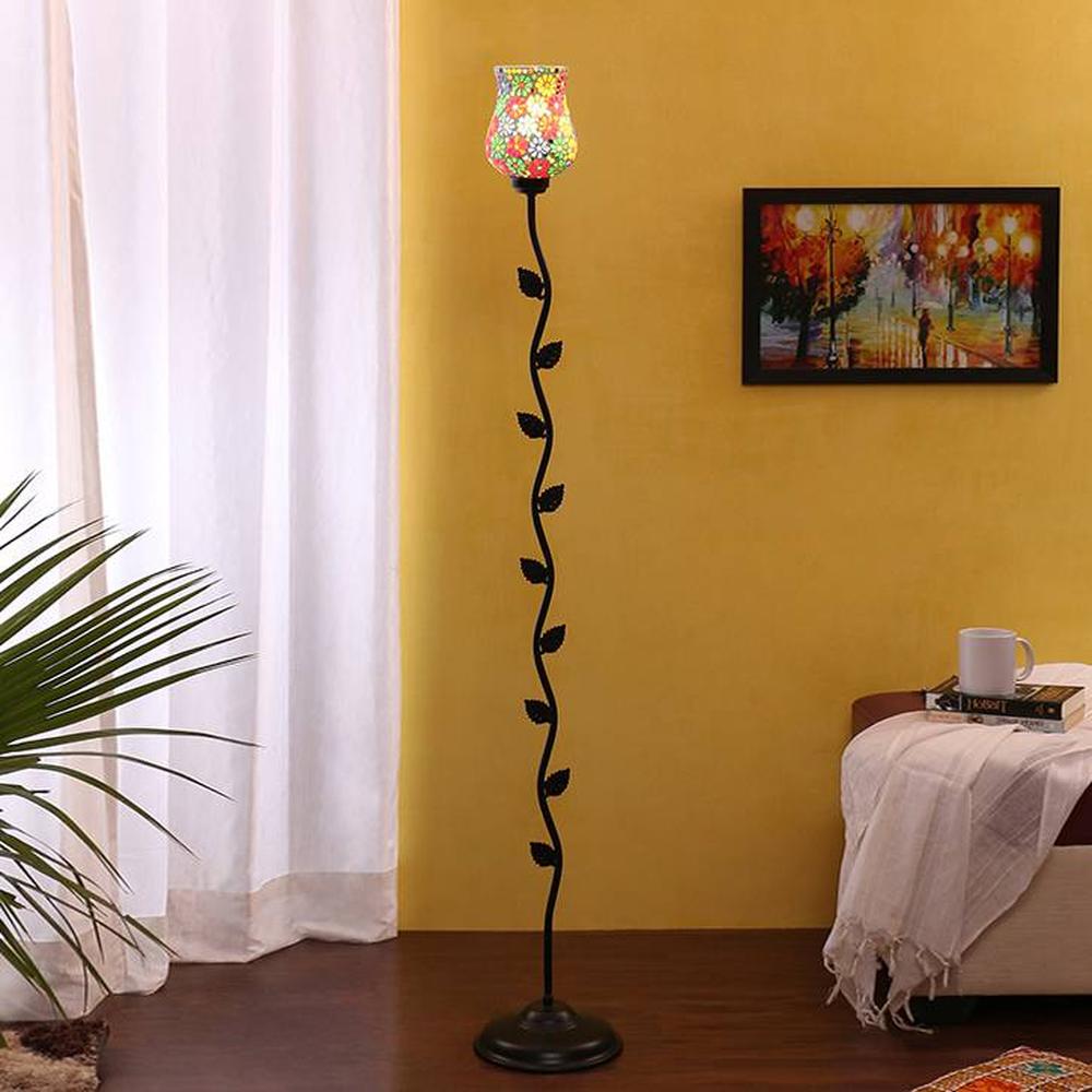 Rothwell Black Glass Shade Floor Lamp