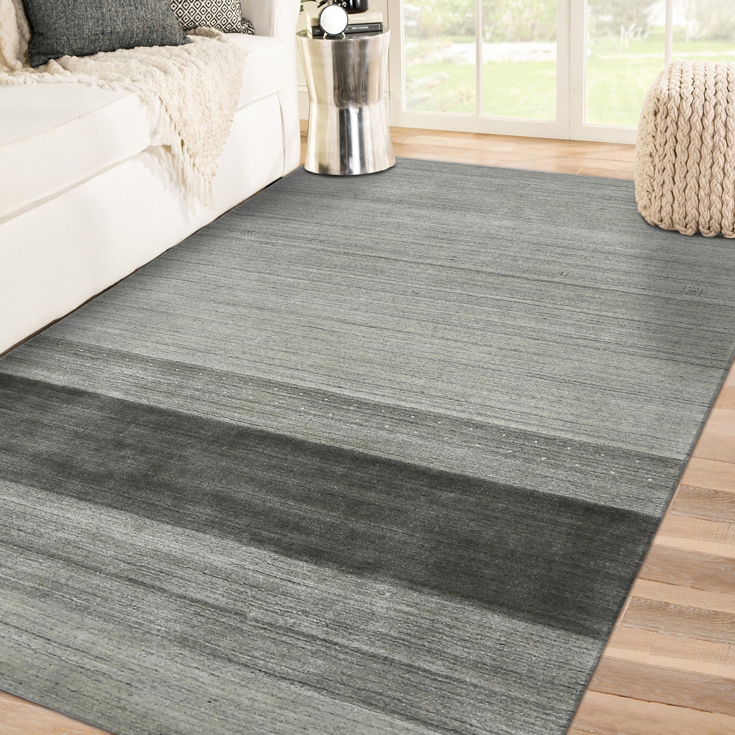 Ann Light Gray Solid Woven Viscose 8X5 Feet Carpet