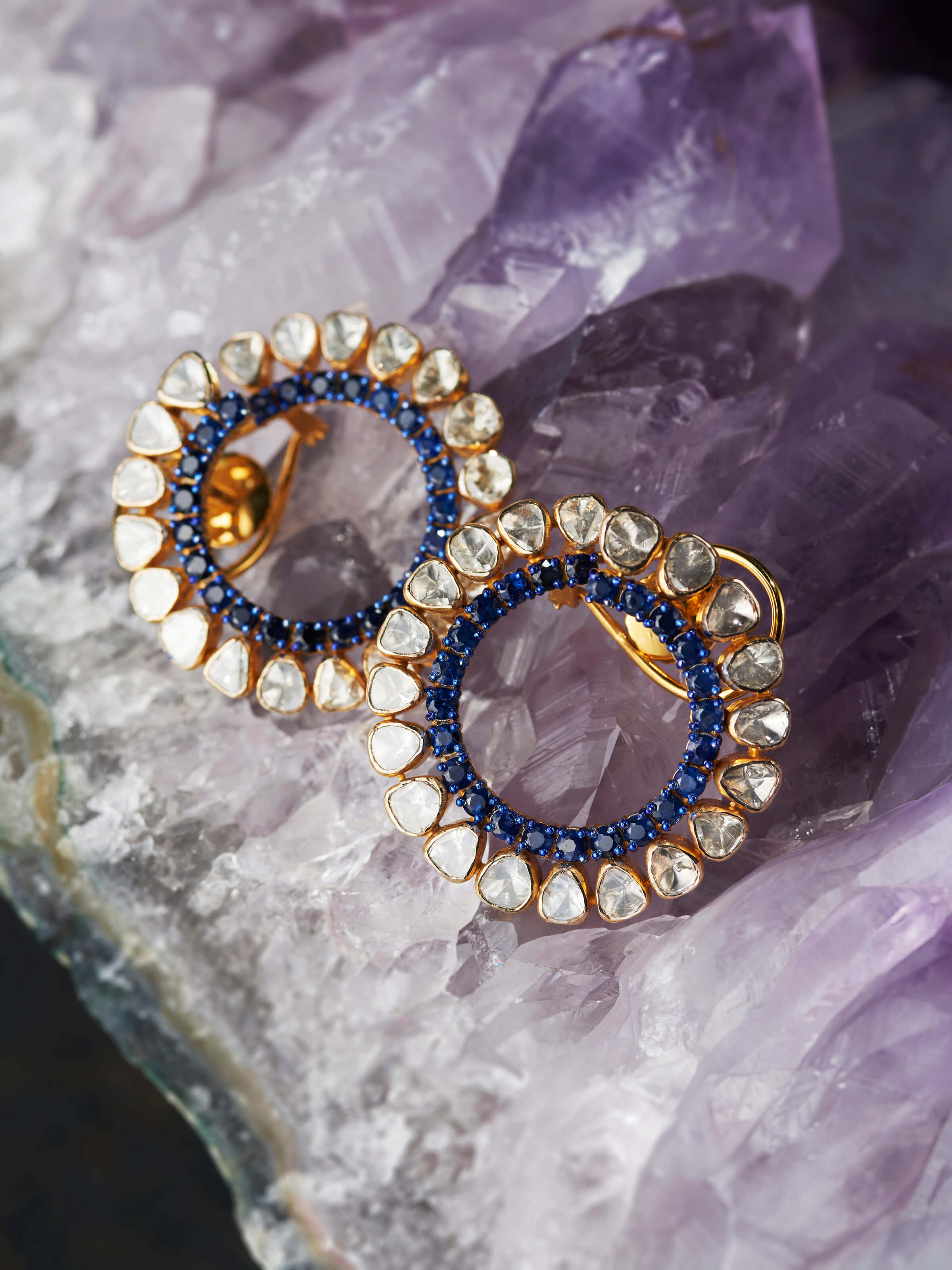 Dank Polki 14 Karat Gold Stud Earrings