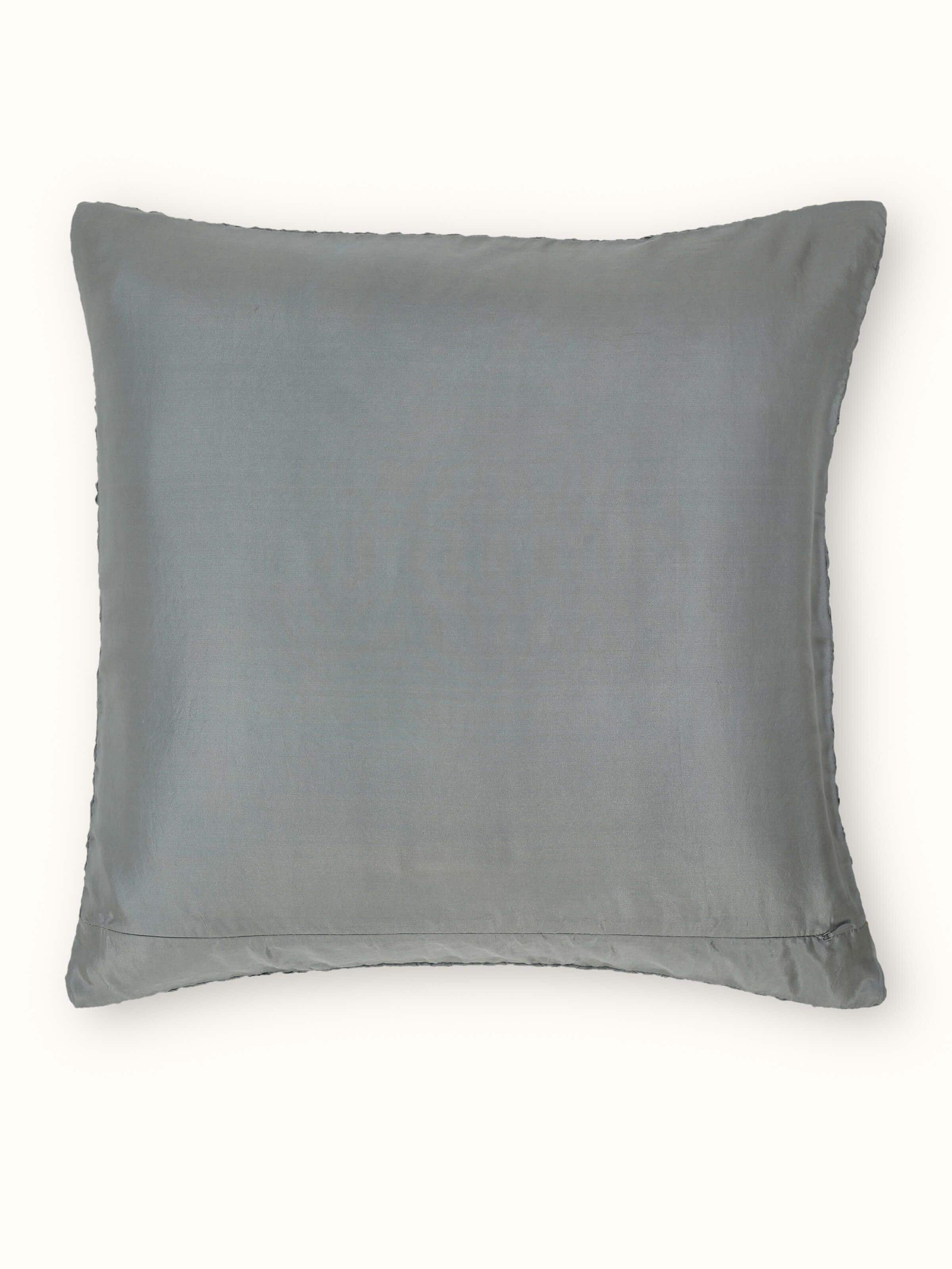 Svarupa Grey Textured Silk Bandhani Tie & Dye Cushion Cover