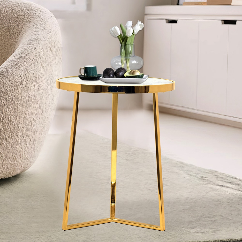 Metalsmith Round Side Table – Gold Finish - Metalsmith