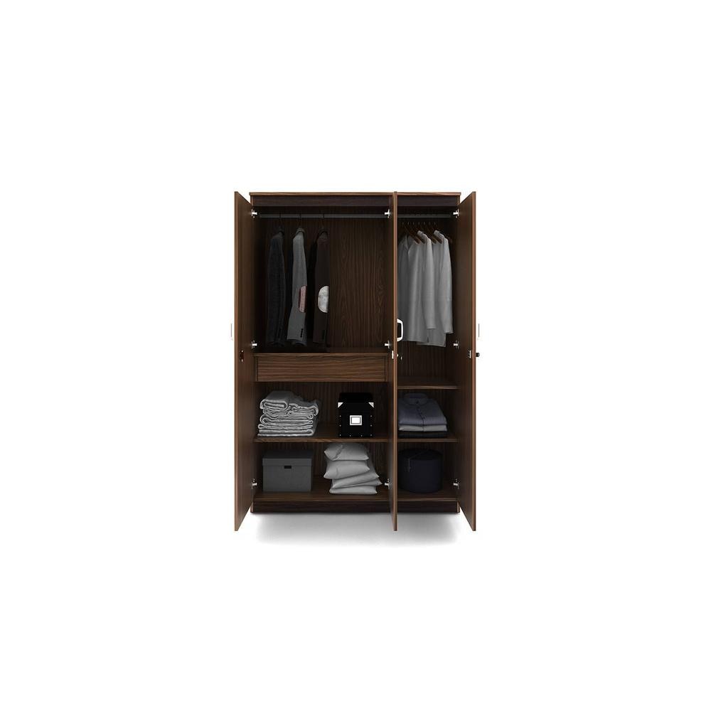 Coral 3 Door Wardrobe In Choco Walnut Color