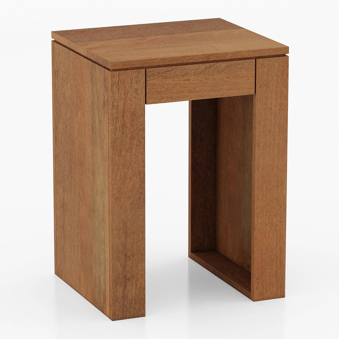 Epsilon Solid Wood Side Table In Amber Walnut Finish