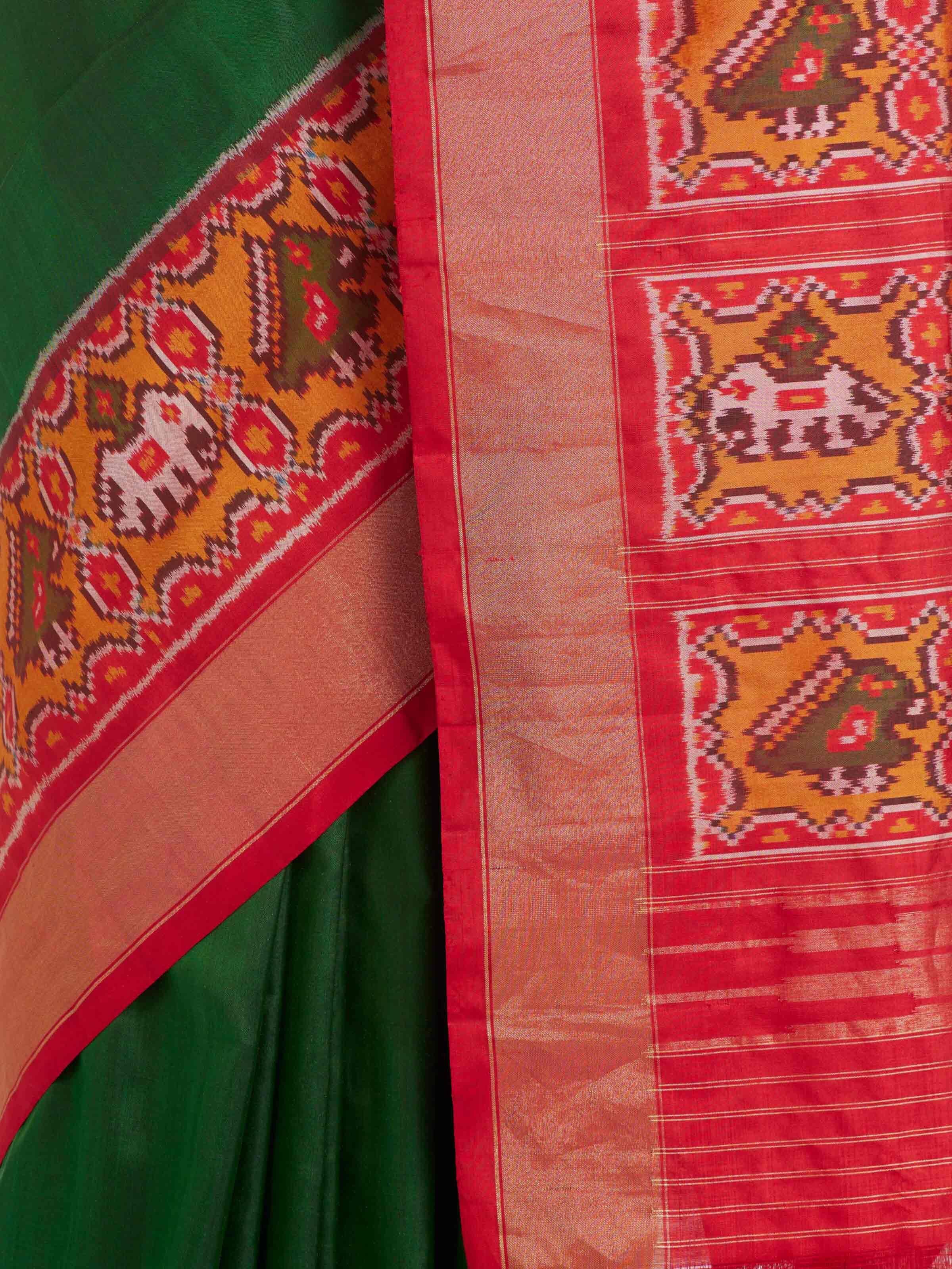 Green Pochampally Ikat Silk Saree