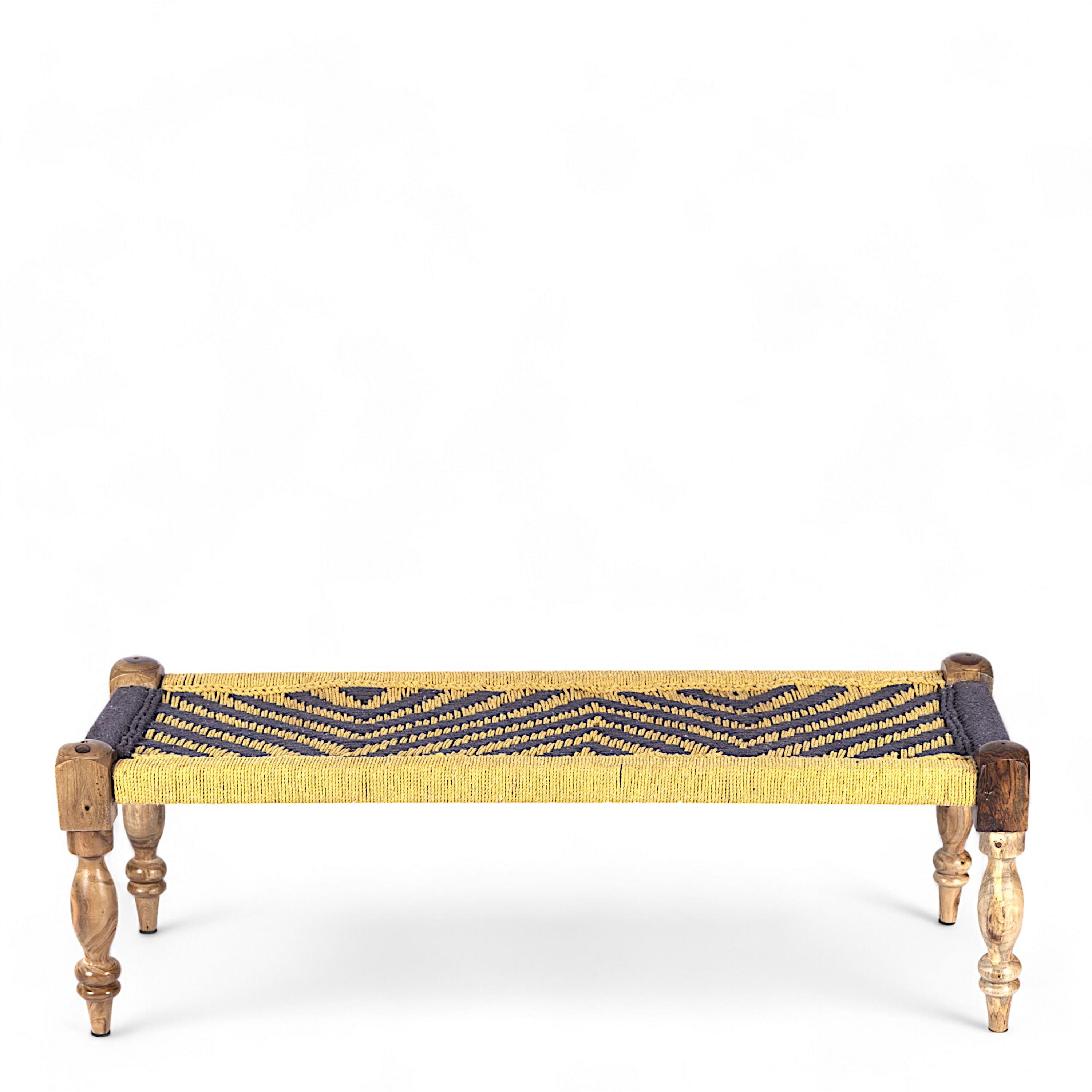 Hamilton Solid Wood Maachi Bench In Purple & Yellow Canning
