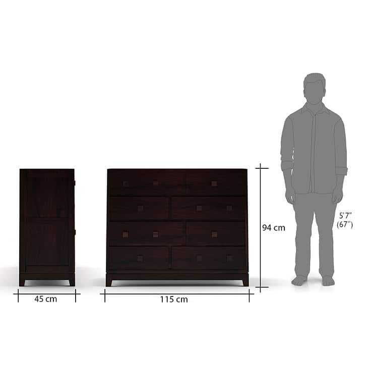 Magellan 8 Solid Wood Chest of 8 Drawers in Mahogany Finish