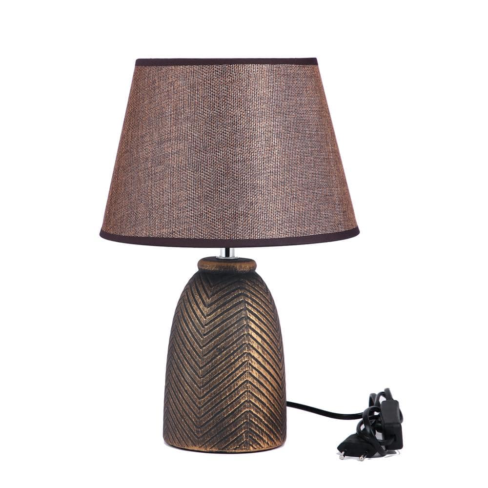 Modern Pearl White Ceramic Table Lamp Brown