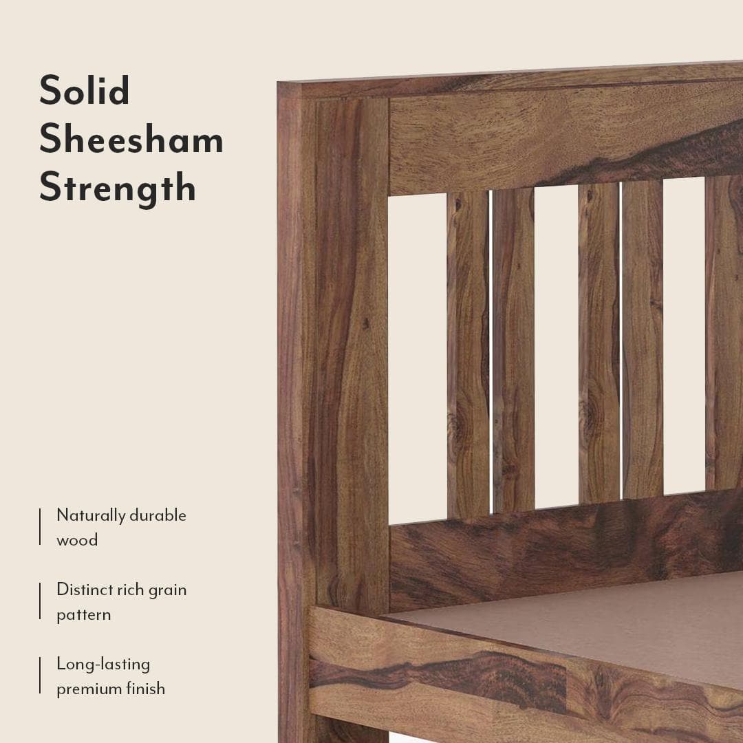 Beirut Solid Wood Bed Queen Size In Teak Finish