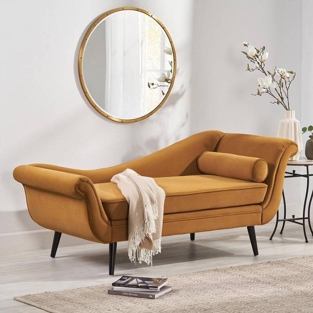Kabera Velvet Chaise Launger in Yellow Colour