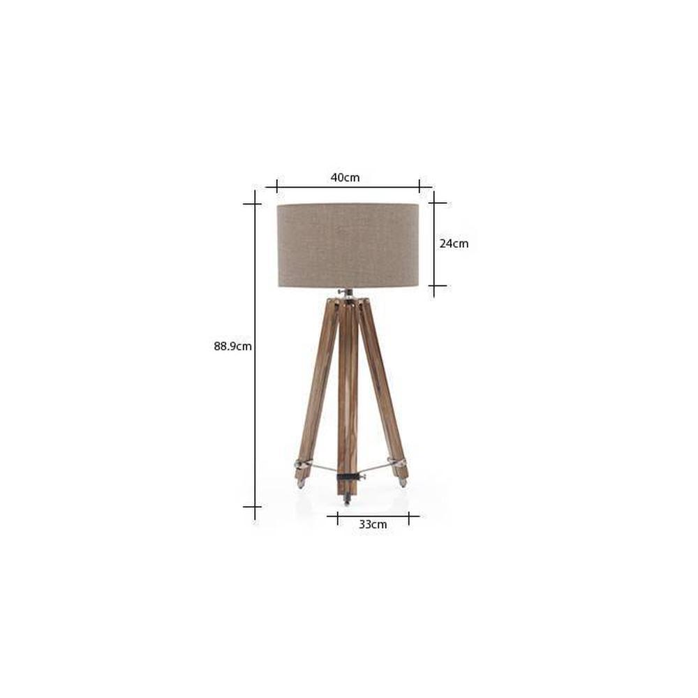 Kepler Tripod Floor Lamp Colour Natural Linen Drum Shade