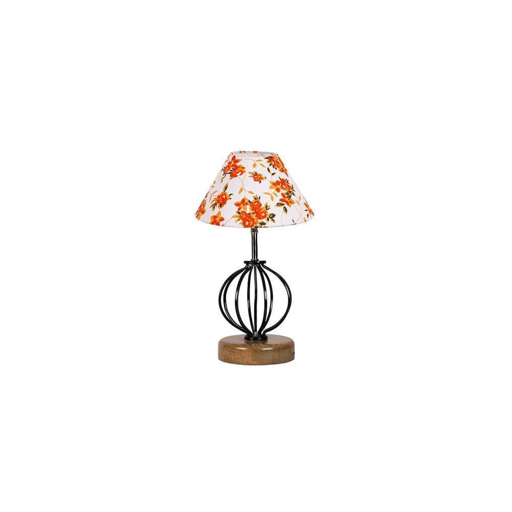 Delaney Multicolor cotton Table lamp with Wood & Iron Base
