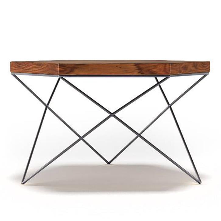 Dyson Abstract Metal Coffee Table In Teak Finish