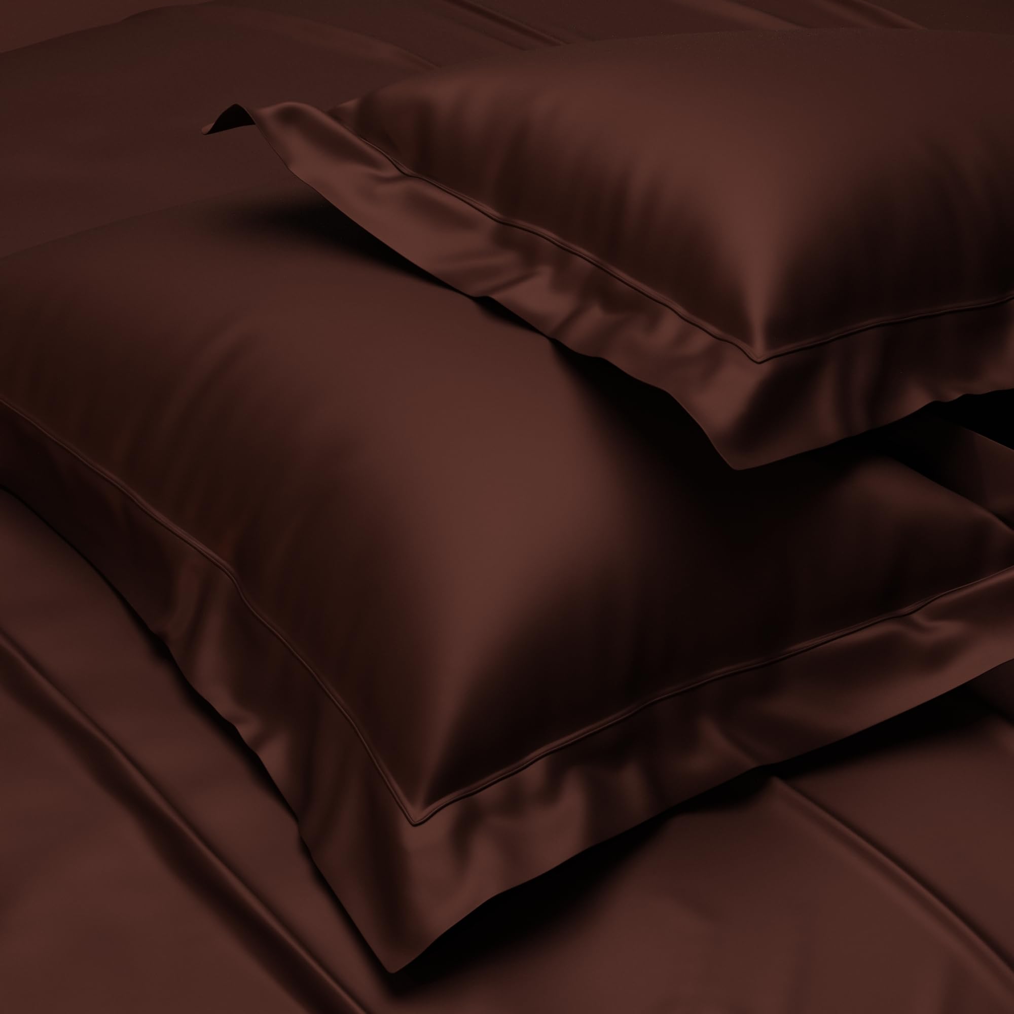 Stoa Paris Satin Pillow Covers,  Premium Plain Pillow Cover Set of 2, 68L x 45W cms - Chocolate - Stoa Paris