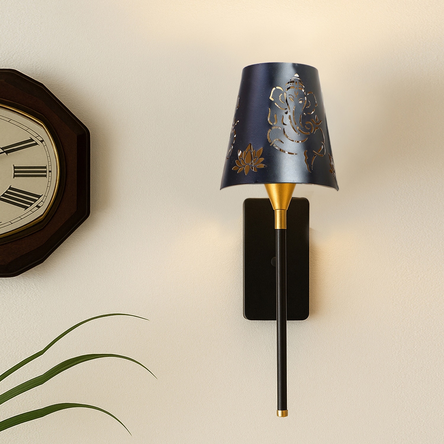 Devansh Metal Electric Wall Light in Black Colour with Black Shade Count of 1 Light - Devansh