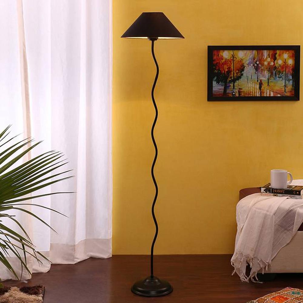 Tory Black Cotton Shade Floor Lamp
