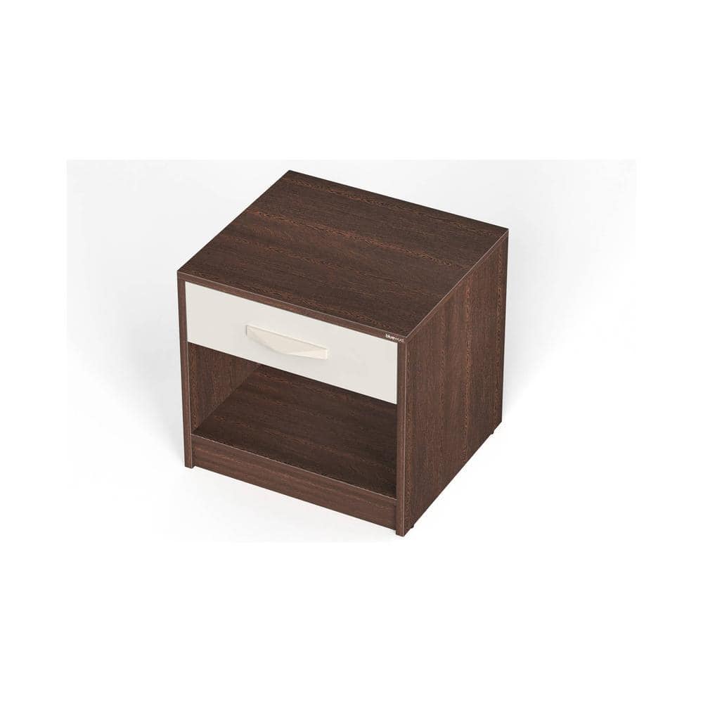 Oliver Engineered Wood Bed Side Table, End Table with Storage and Drawer Lamp, Flower Stand for Bedroom Home Furniture (Wenge & White)