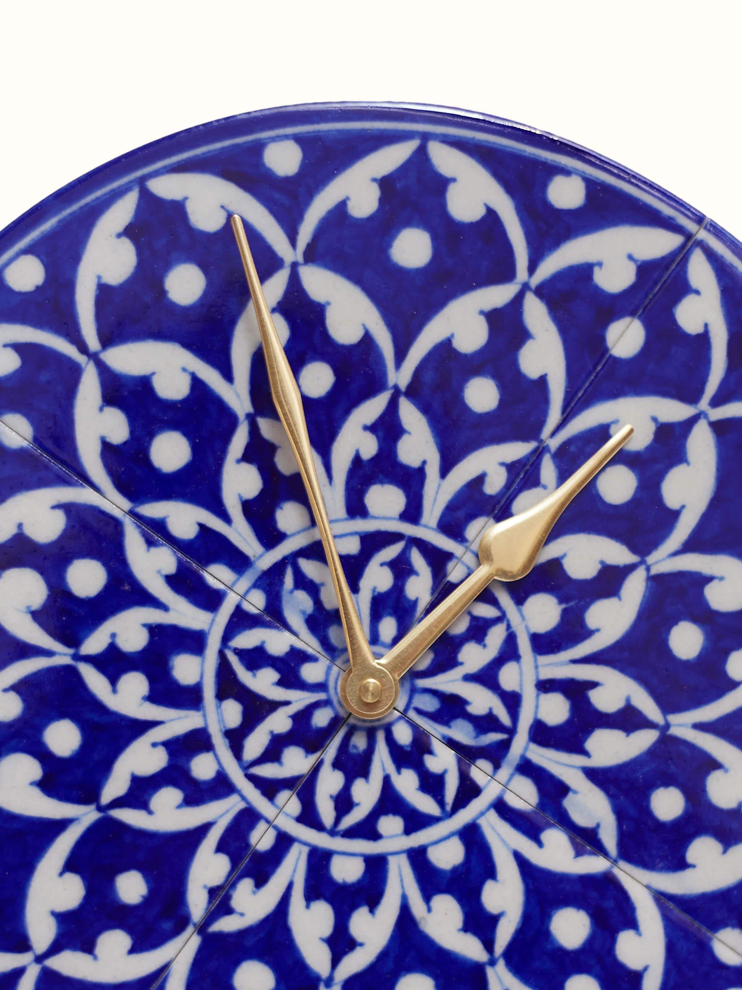 Blue Pottery Ceramic Wall Clock