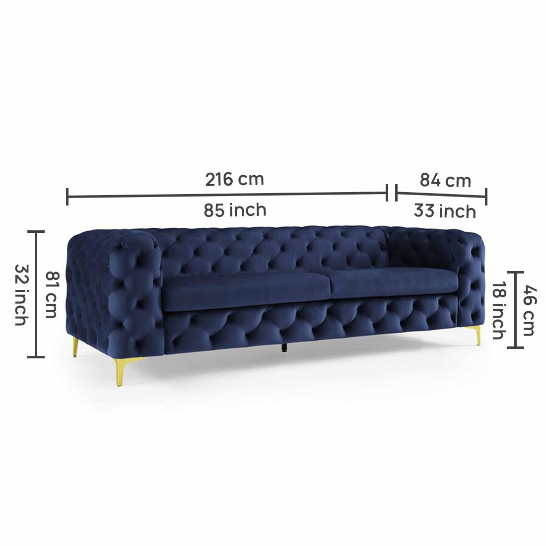 Cherish Fabric Sofa - Navy Blue