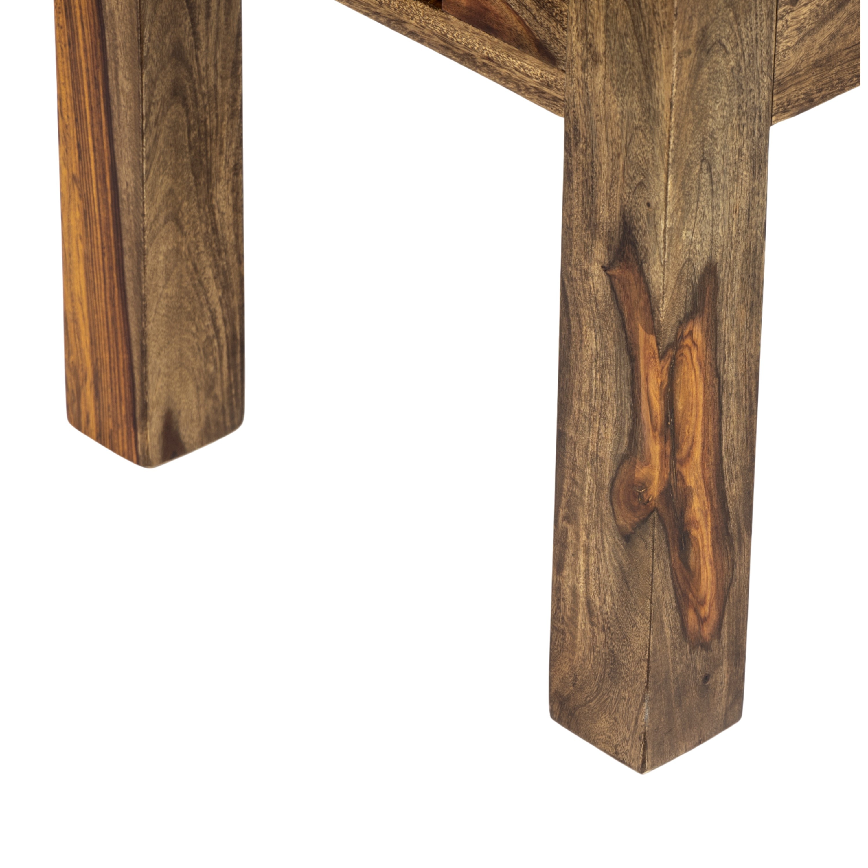 Milford Sheesham Wood Accent Bench (Navy Blue Mosha Velvet Teak Finish)