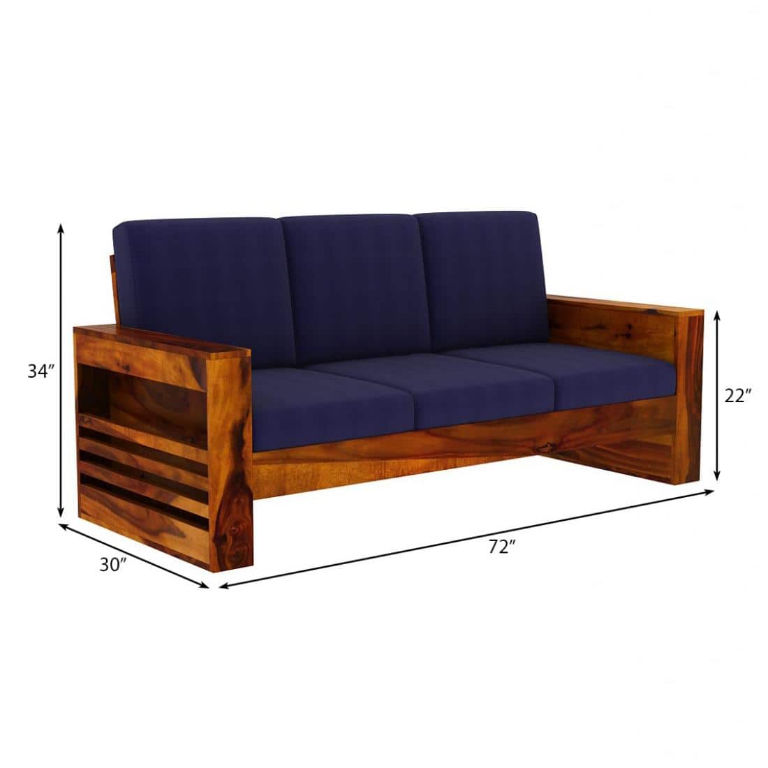 Maruti 3+2+1 Seater Wooden Sofa (BLUE Colour, Honey Finish)