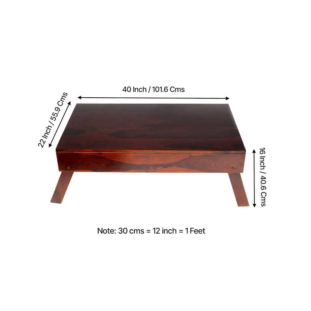 Kassel Sheesham Wood Coffee Table With Foldable Legs In Dark Walnut Finish
