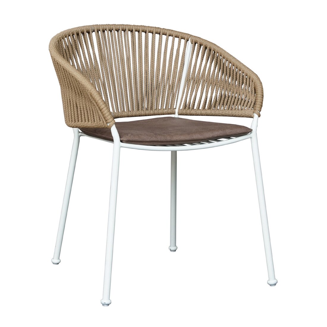 Coral Outdoor Table Set with 1 Table and 2 Chairs in Ivory White