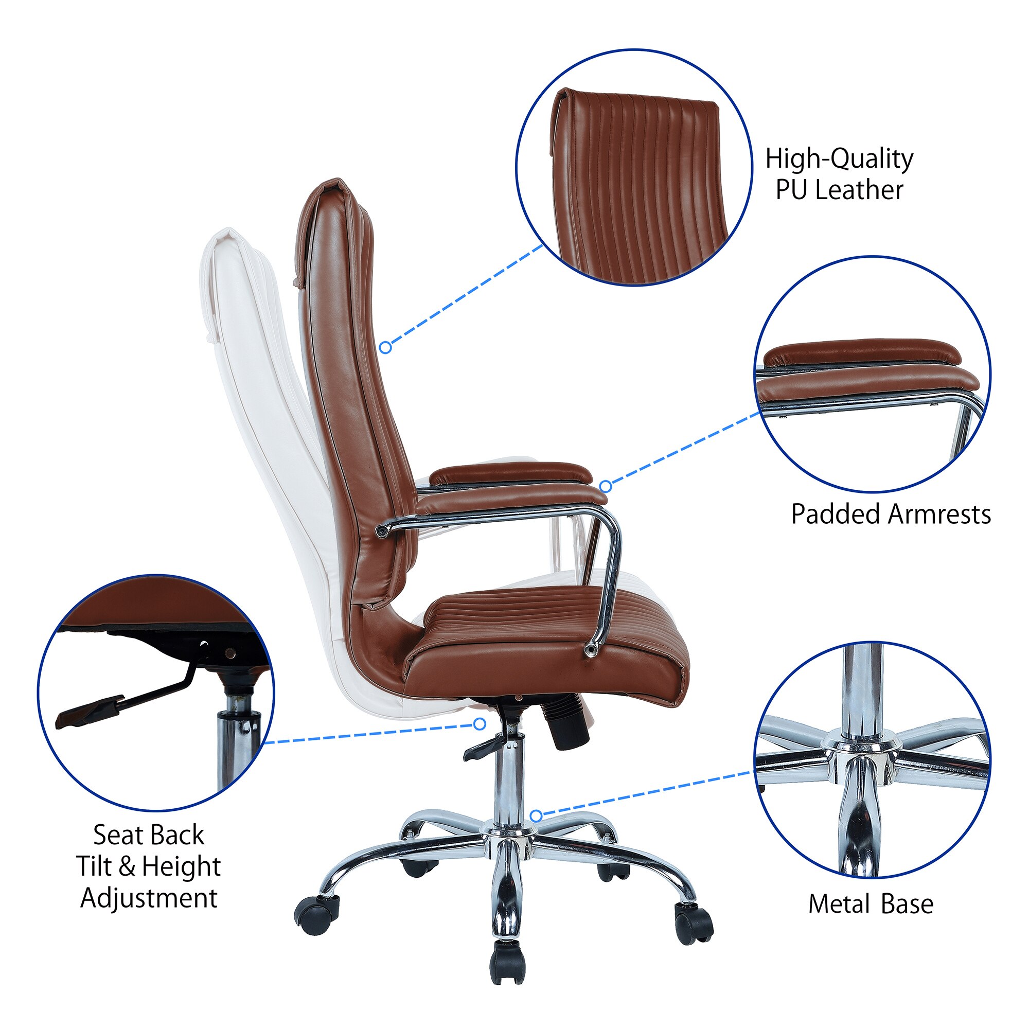 Leanoxa High Back Executive Chair in Ten Brown Colour